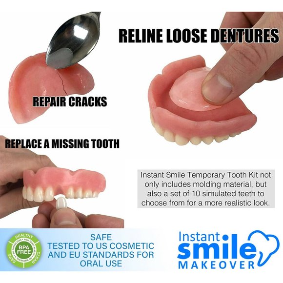 Instant Smile Makeover Pro Series Denture Repair Kit with Disk Moldable Reliner - Picture 4 of 6